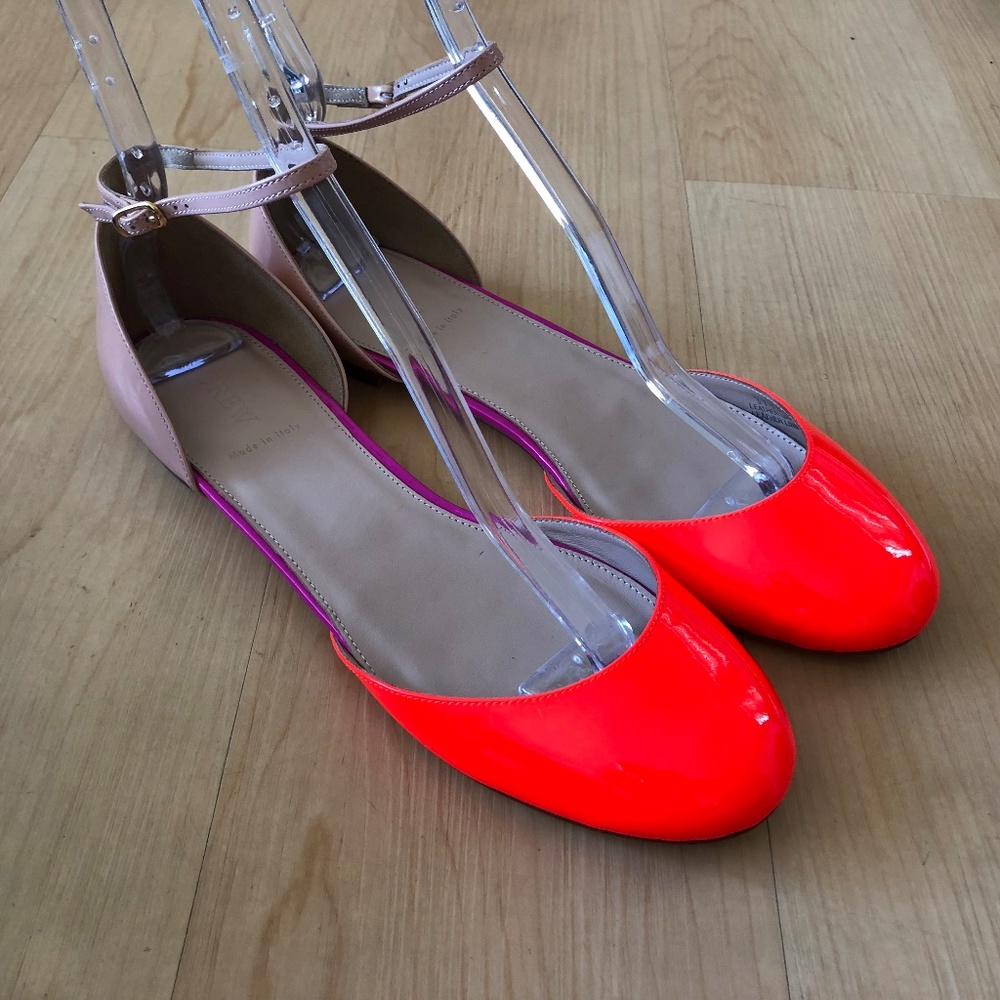J Crew Coraline Patent Flats D'orsay Ankle Strap - Picture 1 of 7